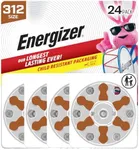 Energizer Hearing Aid Batteries Size 312, Brown Tab, 24 Pack