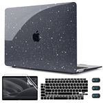 CISSOOK Sparkly Black Star Case for MacBook Air 13 Inch Case A2337 M1 A2179 A1932 2021-2018 Release, Plastic Glitter Bling Hard Shell Case with Keyboard Cover for MacBook Air M1 2021 with Touch ID