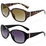 EYEGUARD Polarized Sunglasses for Women Retro Vintage Driving Sun glasses UV400 Protection, Black + Tortoise, Large