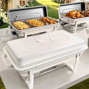 Sifer 9Qt Chafing Dishes for Buffet, No Any Screws, 4 Pack, White