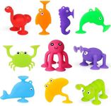 Suction Toys, 10PCS Baby Bath Toys for Kids 3-5, Toddler Silicone Window Shower Bathtub Building Toys, Animal Suckers, Sensory Toys Gifts for Boys and Girls Ages 4 5 6 7 8