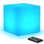 Mr.Go 8-inch Rechargeable LED Cube Light w/Remote, RGB Color Changing Cube Lamp, Dimmable Mood Lamp Kids Night Light, 16 Colors 4 Modes, Home Office Bedroom Patio Party Outdoor Decorative Lighting