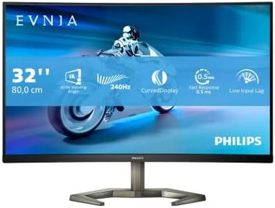 Philips Evnia 32M1C5200W - 32 Inch FHD Curved Gaming Monitor, 240Hz, 0.5ms, VA, Low Input Lag, Height Adjust, Smart Image (1920 x 1080, 300 cd/m², HDMI 2.0 / DisplayPort 1.4)