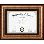 CORE ART 11x14 Diploma Frame Certificate Frames 8.5 x 11 with Mat or 11 x 14 without Mat, College Degree Frames Award Document Frame for Wall Display(Distressed Gold)