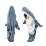 ZOSONET Shark Blanket - Shark Blanket - Made of Super Soft, Cosy Flannel with Hood, Shark Jumpsuit, Shark Blanket Hoodie, Shark Sleeping Bag, Portable Blanket for Adults and Children, S