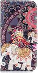 Reevermap Samsung Galaxy A50 Case Leather, Premium Flip Wallet Case with [Kickstand] [Card Slots] Magnetic Closure Notebook Cover Case for Samsung Galaxy A50 - Elephant Mandala
