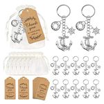 Aizhuang 50Set Nautical Party Favors Anchor Keychain Party Favor Wedding Favors for Guests, Creative Souvenir Gift with Rudder Lifebuoy Drawstring Organza Bags, Tags for Nautical Wedding Party Favors