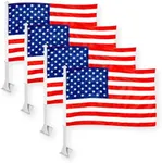 G128 4 Pack: American USA Car Flag | 11x17 In | Double LiteWeave Pro Series Double Sided Printed 150D Polyester | Flagpole Included | Perfect for Festival Celebrations, Parades