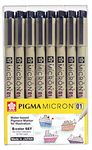 Sakura Pigma Micron line Drawing 8 Color pens Set, Bible journaling Study kit, Assorted fine Point 01 (Multi 8 Colors)