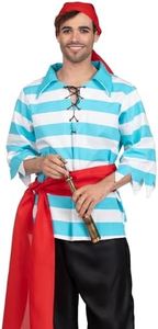 Leg Avenue Men's Pillaging Pirate Costume, Blue/White