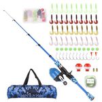 SOUUXIU 1.2 m/1.5 m Kids Telescopic Fishing Rod and Spinning Reel Combo Set with Fishing Lures Fishing Lines Fishing Hooks