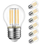 EXTRASTAR E27 LED Edison Screw Filament Bulb, 6W(57W Equipment), 750LM, 2700K Warm White, G45 Vintage Golfball Mini Globe Energy Saving Light Bulbs, Non-Dimmable, Pack of 6