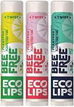 Eco Lips Bee Free Variety Pack Vegan Lip Balm | Candelilla Wax, Cocoa Butter & Coconut Oil Lip Care. Soothe & Moisturize Dry, Chapped Lips - 100% Plastic-Free Plant Pod Packaging - Made in USA