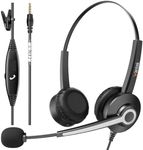 Headset with Microphone,Wantek Cell Phone Headsets Wired 3.5mm Jack with Noise-Cancelling Microphone for PC, Computer Headphone with in-line Control for Work/Call Center/Office