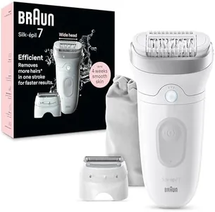 Braun Epilator Silk-épil 7, Hair Removal Device, Women Shaver & Trimmer, Wet and Dry, Wide Head, Includes Shaver Head and Trimmer Comb, SE7-041, Silver