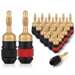 WGGE WG-008 24K Gold Safety Connector Banana Plugs (12 Pair (24 plugs))