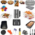 Best Ninja Air Fryer Accessories, 18Pcs of Expendable & Reusable Silicone Baskets, Stainless Cooking Racks. For Most Drawer Fryer like Ninja Foodi Dual AF300UK AF400UK, Ninja Double Stack XL Air Fryer