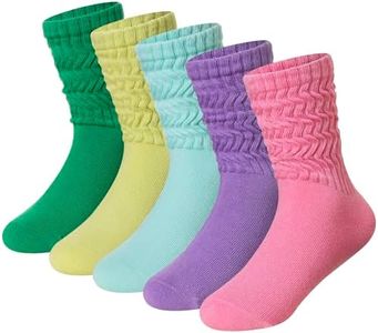 DoSmart Girls Socks Little Kids Youth Soft Breathable Cotton Sports Crew Athletic Socks 5 Pairs(Candy Color,6-8 Years)