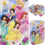 NEILDEN Puzzles in a Metal Box 60 Piece Princess Jigsaw Puzzle for Kids Ages 3+ for Children Learning Educational Puzzles Toys