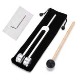 BOBOZHONG Tuning Fork 128 Hz,Aluminium Alloy Tuning Fork with Silicone Hammer and Bag Hammer Sound Healing Therapy Tool Set for Meditation and Therapy