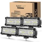 NAOEVO 7 inch LED Light Bar, 480W 48,000LM Offroad Fog/Driving Lights LED Tractor Lights with Spot Flood Combo Beam, Waterproof LED Work Lights for Truck Boat ATV UTV, 4 Pcs (White)