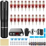 Tattoo Gun Kit - Tattoo Machine Kits Tattoo Supplies Set Tattoo Pen With Tattoo Needles Transfer Paper Suitcase for Tattoo Beginners (black 2)