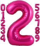 40 Inch Hot Pink Number 2 Balloon Large Size Jumbo Digit Mylar Foil Helium Bright Pink Balloons for Birthday Party Celebration Decorations Graduations Anniversary Baby Shower Photo Shoot