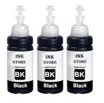 Inkstore T6641 Refill Ink for Use in Epson L100, L110, L130, L200, L210, L220, L300, L310, L350, L355, L360, L365, L455, L550, L555, L565, L1300 Printers - 100 ML - Pack of 3 Single Color Ink (Black)