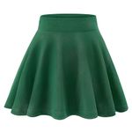 KEREDA Kids Teen Girls High Waist Stretch Plain Flippy Flared Pleated Skater School Skirts Green