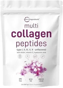 Micro Ingredients Multi Collagen Protein Powder, 2 Pounds – Type I,II,III,V,X with Biotin, Hyaluronic Acid, Vitamin C – Unflavored Collagen Peptides – Keto & Paleo Friendly, Easy Dissolve, Non-GMO