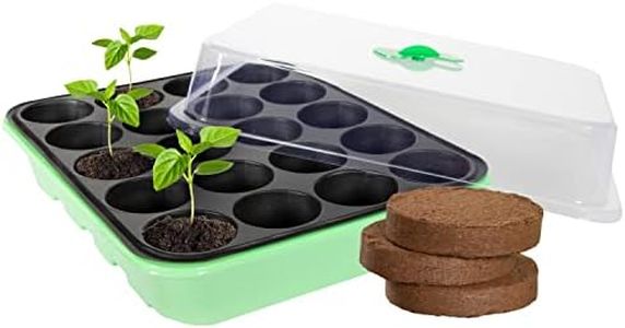 Window Garden 20 Cavity Seed Propagation Kits (2) – Complete with Fiber Soil and Ventilated Greenhouse Trays. Germinate Seeds in a Window or Under Lights for The Garden. Reusable Seedling Starter.