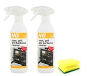 HG Oven Cleaner Spray (2X 500 ML)- Grill, BBQ Cleaner Degreaser- For Effective Removal of Burnt-on Food, Grease and Grime with Degreaser Sponge (Pack of 2)