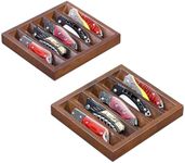 amoard Knife Display Case Knife Holder for Pocket Knife Case Storage, Edc Tray Fits Edc Flashlight (Walnut,2 Pack)