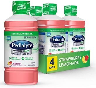 Pedialyte AdvancedCare Electrolyte Solution with PreActiv Prebiotics, Hydration Drink, Strawberry Lemonade, 1 Liter, 4 Count