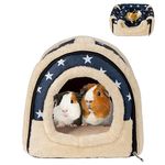 Pantula Warm Guinea Pig Bed House - Cave Cozy Hamster Rabbit Bed with Removable Pad, Large Winter Hideout for Guinea Pig Ferret Hedgehog Chinchilla (Blue Star)