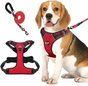 No Pull Dog Harness,Oxford Dog Vest Harness, Reflective No-Choke Pet Harness with Easy Control Soft Handle Walking Dog Harness,Double Padded, Adjustable, Small to Large Dogs Incl Bonus Leash (Red, S)