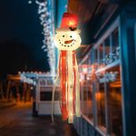 SCENDOR Christmas LED Windsock 3D Snowman Flag for Christmas Decorations with Hook for Winter, Hanukkah, Christmas, Indoor Outdoor 45 Inch (Not Included Battery)