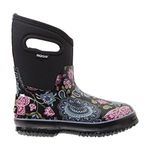 Bogs Women's Classic Mid Winter Blooms Waterproof Insulated Boot, Black Multi,6 M US