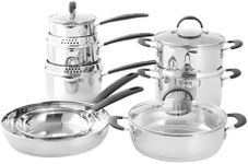 ProCook Gourmet Stainless Steel Cookware Set - 8 Piece, 14/16/18/20/24/28 cm, Induction Compatible Pans with Stay Cool Handles, Uncoated Pots and Frying Pans, Dishwasher Safe - 10 Year Guarantee