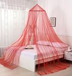 OctoRose Round Hoop Bed Canopy Mosquito Insect Netting | Fits Twin, Queen, and King Beds | Hanging Princess Canopy Bed Curtain 60x250x1200CM (Red)