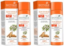 Biotique Sun Shield Sandalwood 50+SPF UVB Sunscreen Ultra Protective Lotion For All Skin Types, 120ml (Pack of 2)