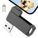 USB Flash Drive, Photo Stick 512GB, iPhone Transfer Photo Stick for iPhone Memory Stick Thumb Drive iPhone Storage Compatible for iPhone/PC/iPad/More Device Black