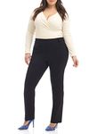 Rekucci Curvy Woman Ease into Comfort Plus Size Straight Pant w/Tummy Control, Black, 16 Plus