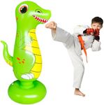 SUNSHINE-MALL Dinosaur Punching Bag for Kids，Free Standing Boxing Bag for Immediate Bounce Back Heavy Punching Bag for Practicing Green White 48 inch SX003-19 M