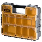 STANLEY FATMAX 1-97-518 10 Compartment Waterproof Deep Professional Organizer With Metal Latches, IP53 Rated Waterseal, 8 Kg Weight Capacity, Transparent Polypropylene Lid, 43.2x10.9x33 cm