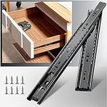 YENUO 1 Pair Full Extension Drawer Slides Side Mount 10 12 14 16 18 20 22 24 Inch Ball Bearing Metal Black Rails Track Guide Glides Runners Heavy Duty 100 Pound Load Capacity (Basic-1 Pair, 12 Inch)