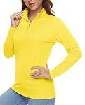 TACVASEN Ladies's UV Sun Protection Shirt Yellow 1/4 Zip Long Sleeve Rash Guard Hiking Fishing Tops Lightweight Sport