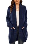 GRACE KARIN Cardigans for Women Long Sleeve Knit Sweater Curved Hem Open Front Cardigan Dark blue, Large