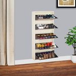 DELITE KOM Metal Shoe Rack for Home | 29" Wide 10 Shelf | Shoe Cabinet for Home with Lock | Double Decker | Wall Mount - DIY | Space Saving Chappal Sandal Shoe Organizer Stand | 100% Powder Coated