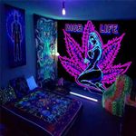 ADDWel Blacklight Weed Tapestry for